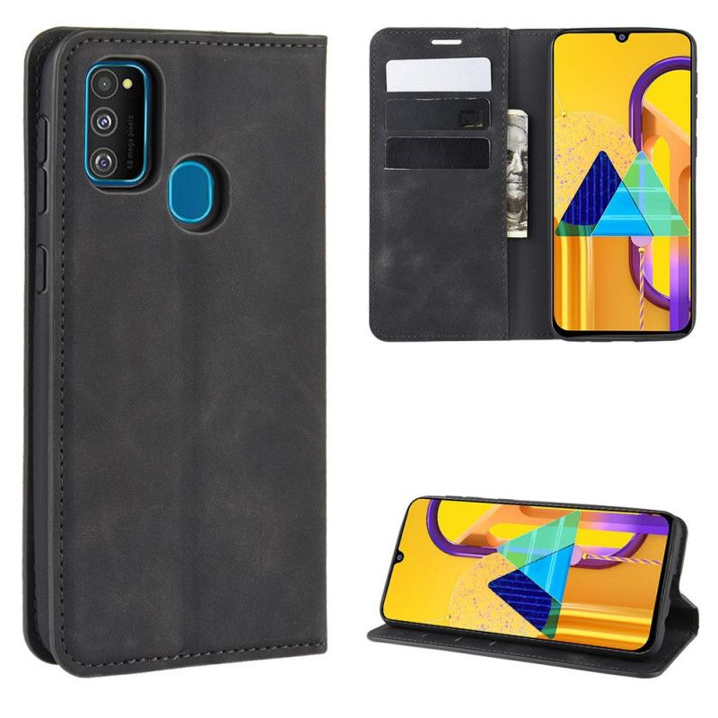 Folio-fodral Samsung Galaxy M21 Svart Mjukt Lädereffekt