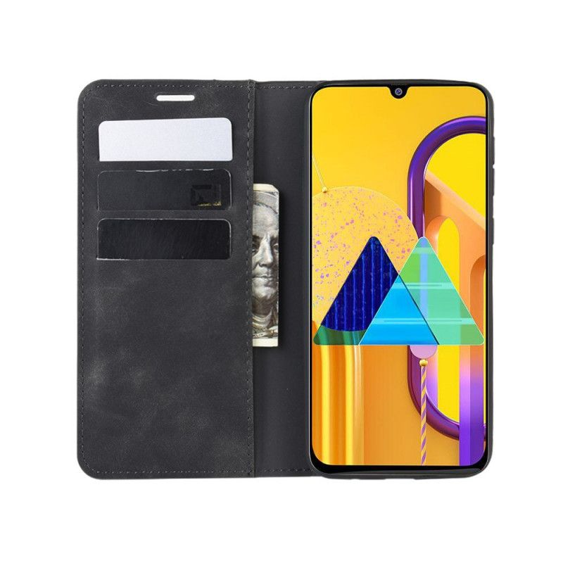 Folio-fodral Samsung Galaxy M21 Svart Mjukt Lädereffekt