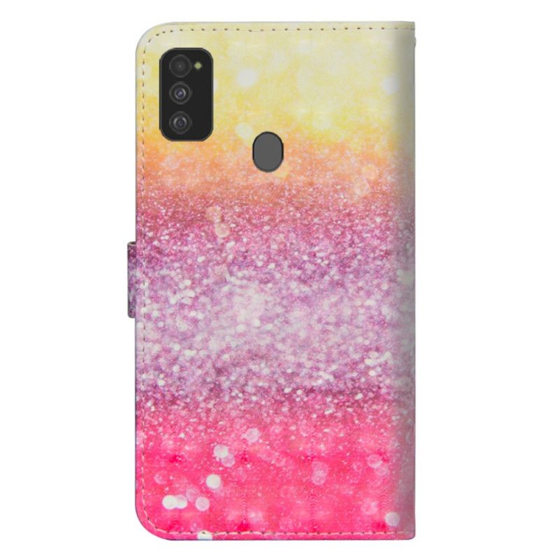 Läderskal Samsung Galaxy M21 Gradient Magenta Glitter