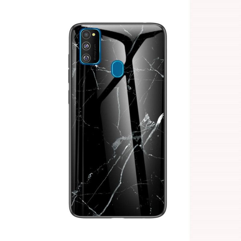 Skal Samsung Galaxy M21 Svart Mobilskal Premiumfärgat Härdat Glas