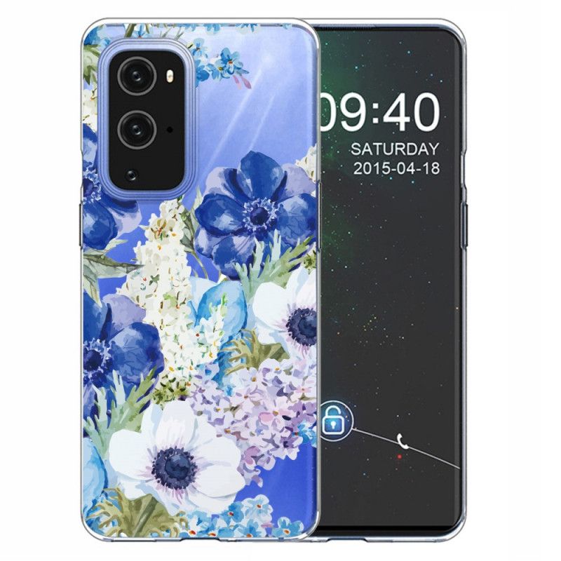 Skal för OnePlus 9 Akvarellblå Blommor