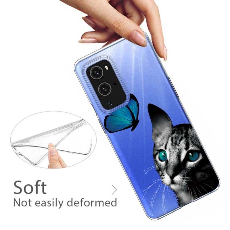 Skal för OnePlus 9 Katt Och Fjäril