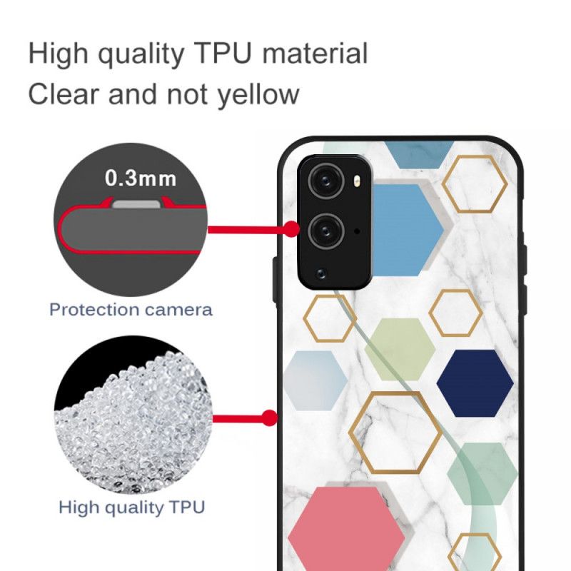 Skal för OnePlus 9 Svart Marmorfärgad Geometri