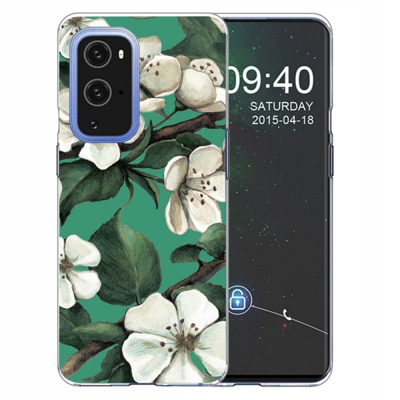 Skal OnePlus 9 Mobilskal Målade Vita Blommor