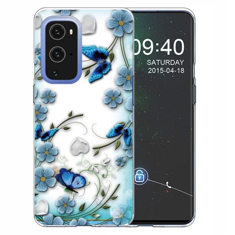 Skal OnePlus 9 Mobilskal Retro Fjärilar Och Blommor