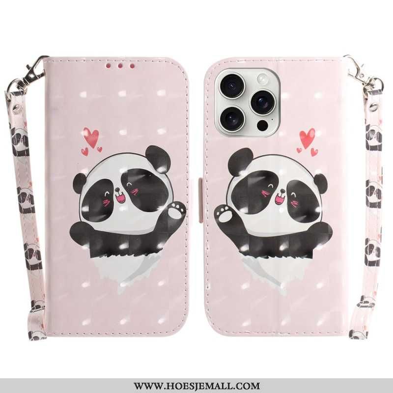 Fodral iPhone 16 Pro Panda Love Med Rem