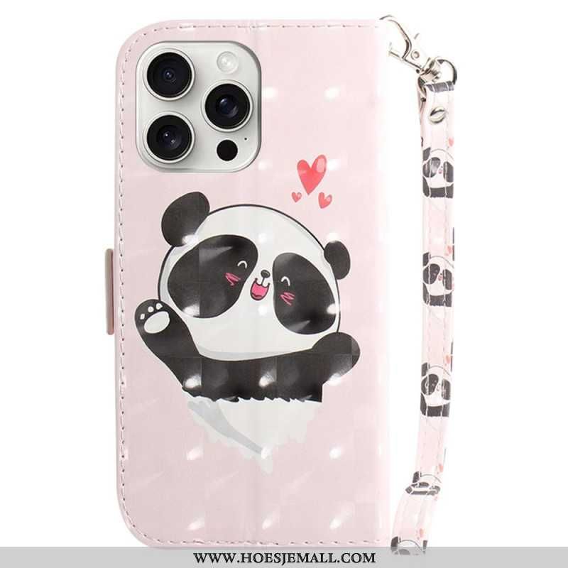 Fodral iPhone 16 Pro Panda Love Med Rem