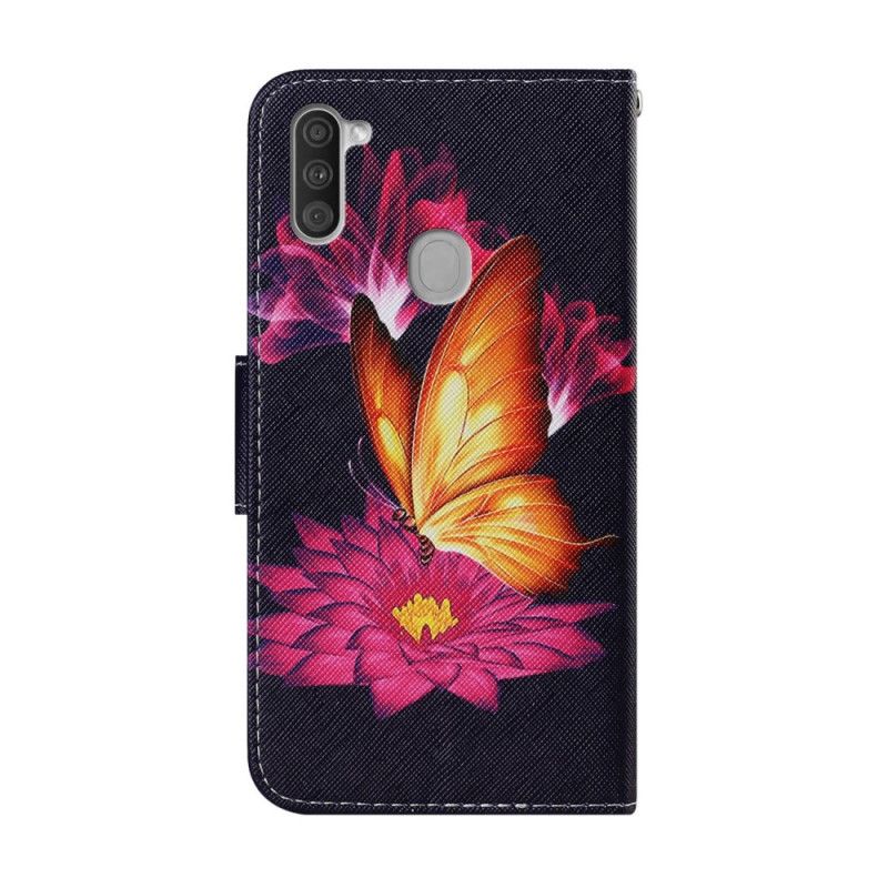 Fodral för Samsung Galaxy M11 Fjäril Och Lotus