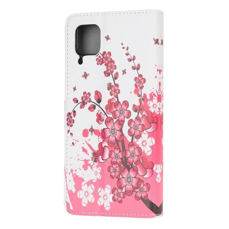 Fodral Huawei P40 Lite Magenta Tropiska Blommor