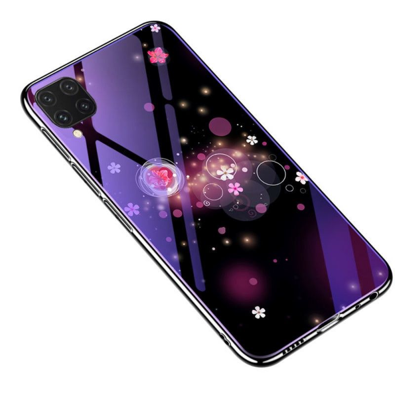 Skal Huawei P40 Lite Lila Härdat Glas Och Blommig Silikon