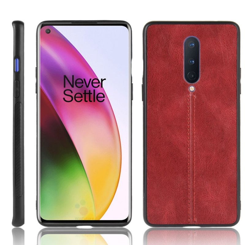 Skal OnePlus 8 Röd Sydd Lädereffekt