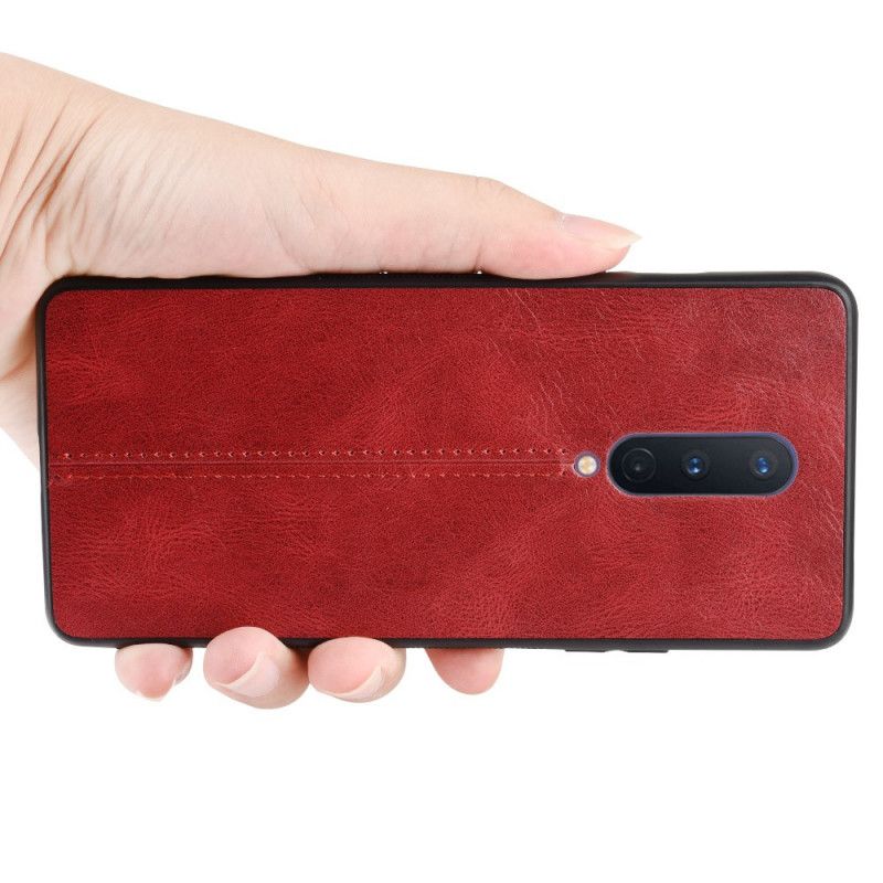Skal OnePlus 8 Röd Sydd Lädereffekt
