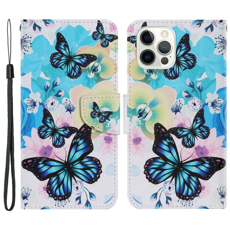 Fodral För iPhone 13 Pro Fjärilar Och Sommarblommor