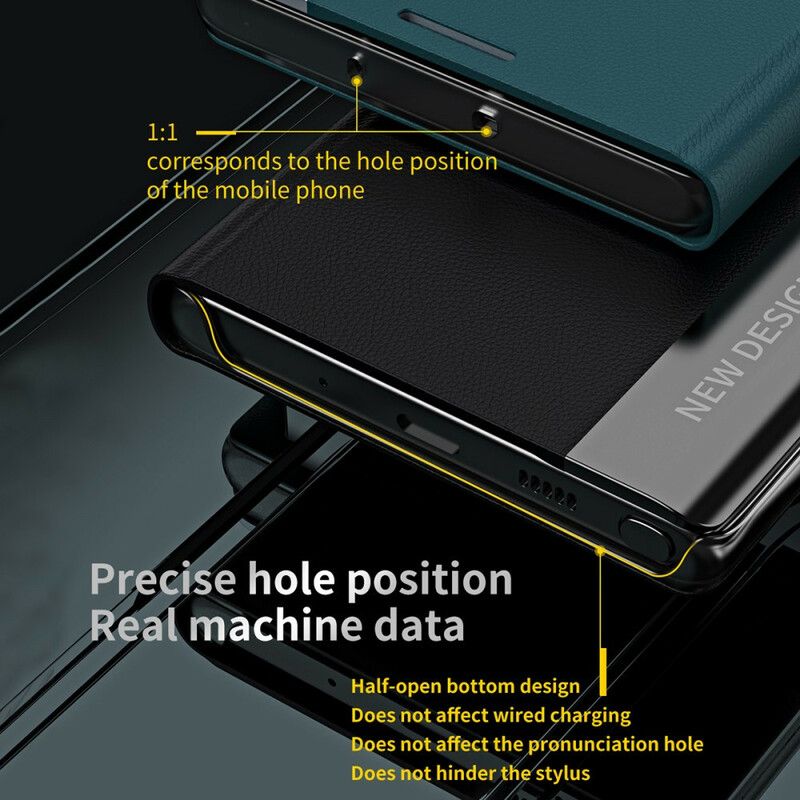 Folio-fodral iPhone 13 Pro Litchi Magnetiskt Läderlås