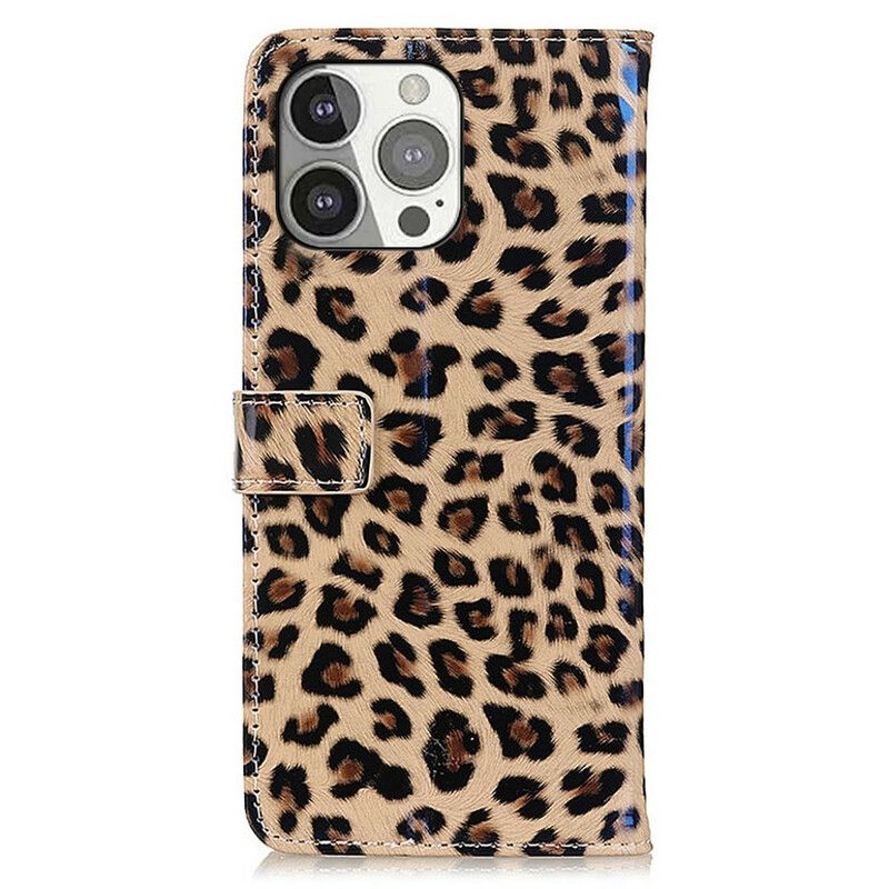 Läderfodral iPhone 13 Pro Telefonfodral Leopard