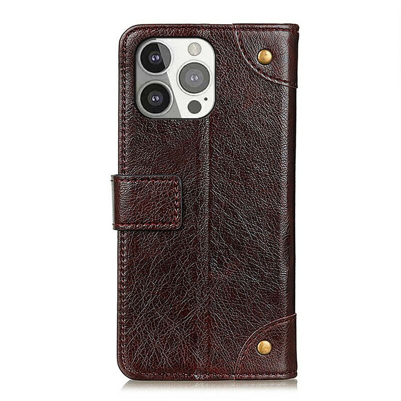 Läderfodral iPhone 13 Pro Telefonfodral Style Nappa Leather Vintage Nitar