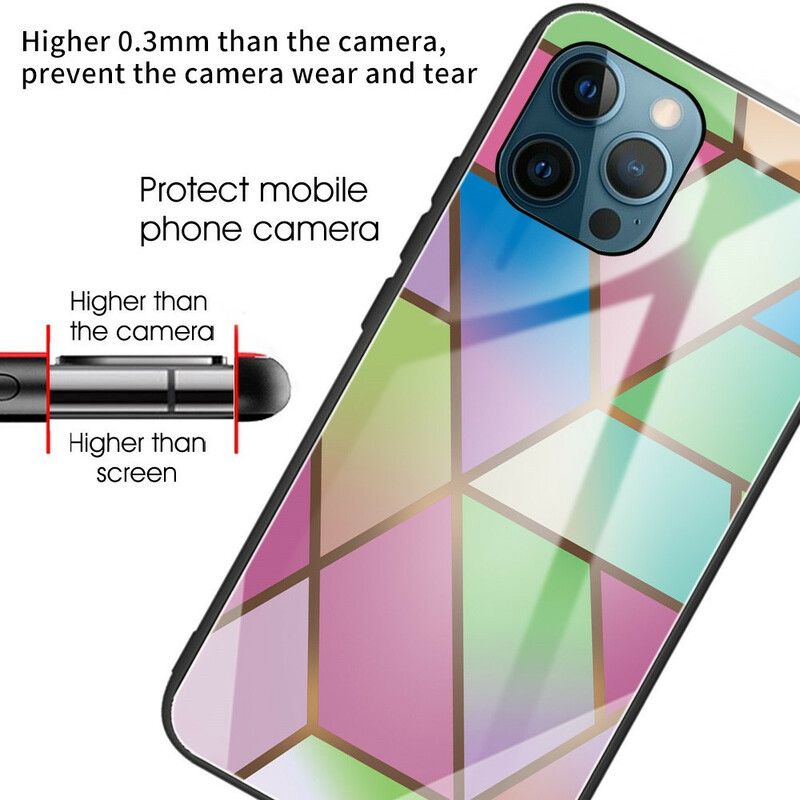 Skal För iPhone 13 Pro Geometri Av Härdat Glasmarmor