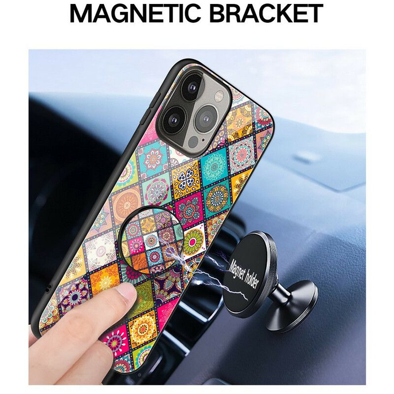 Skal iPhone 13 Pro Patchwork Magnetisk Hållare