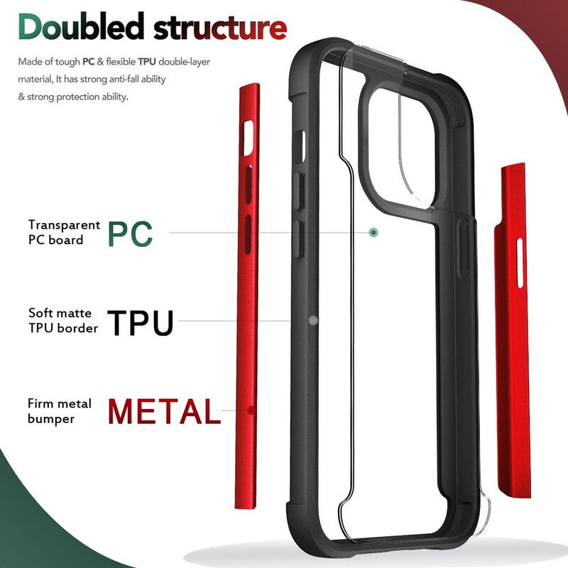 Skal iPhone 13 Pro Telefonfodral Klara Hybridstötfångarkanter