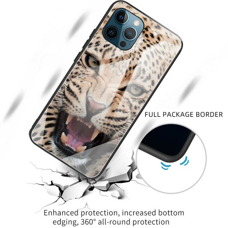 Skal iPhone 13 Pro Telefonfodral Leopard Härdat Glas