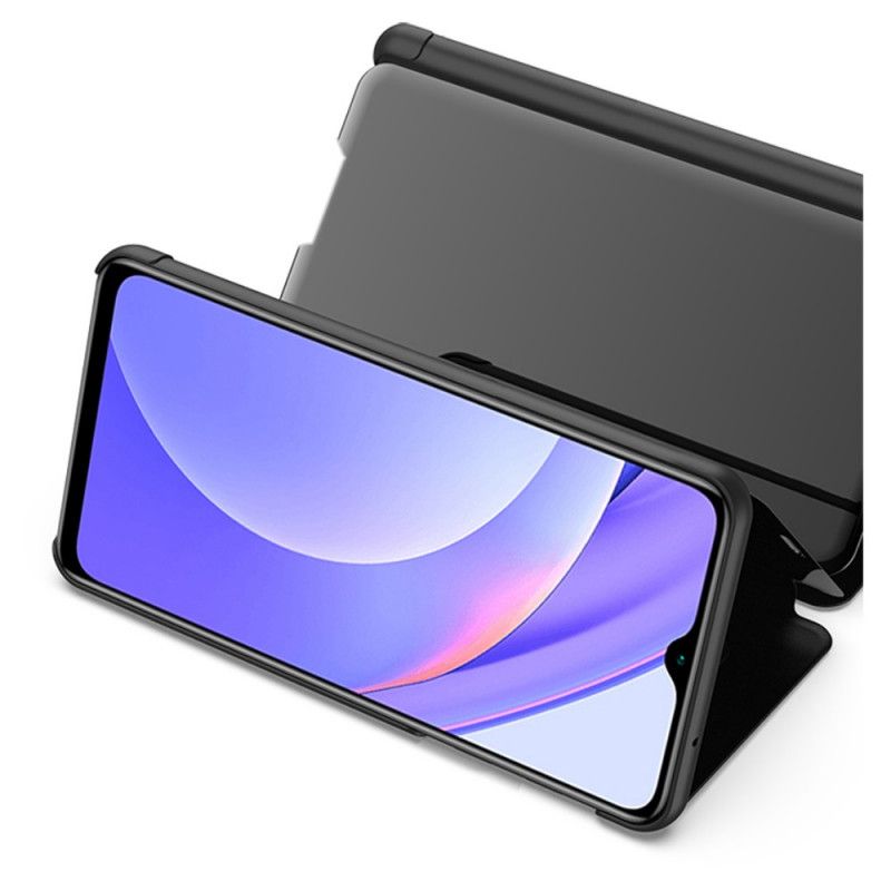 Visa Omslag Xiaomi Poco M3 Svart Spegel Och Konstläder