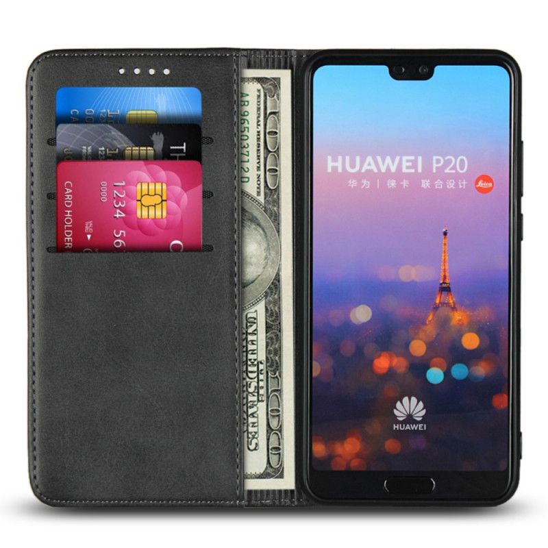 Folio-fodral Huawei P20 Svart Nykter Läderstil