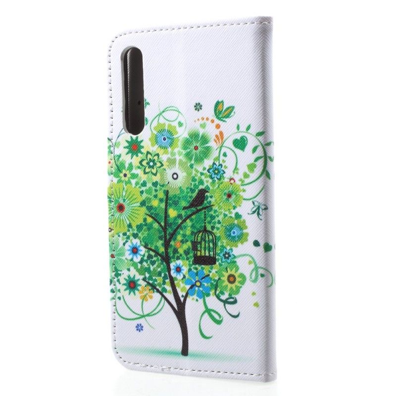 Läderfodral Huawei P20 Mobilskal Blommande Träd