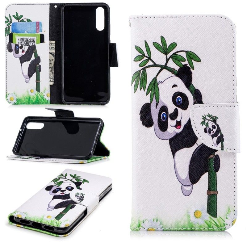 Läderfodral Huawei P20 Mobilskal Panda På Bambu