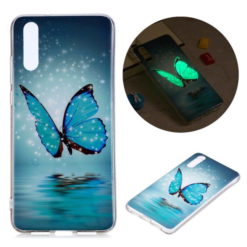 Skal Huawei P20 Fluorescerande Blå Fjäril