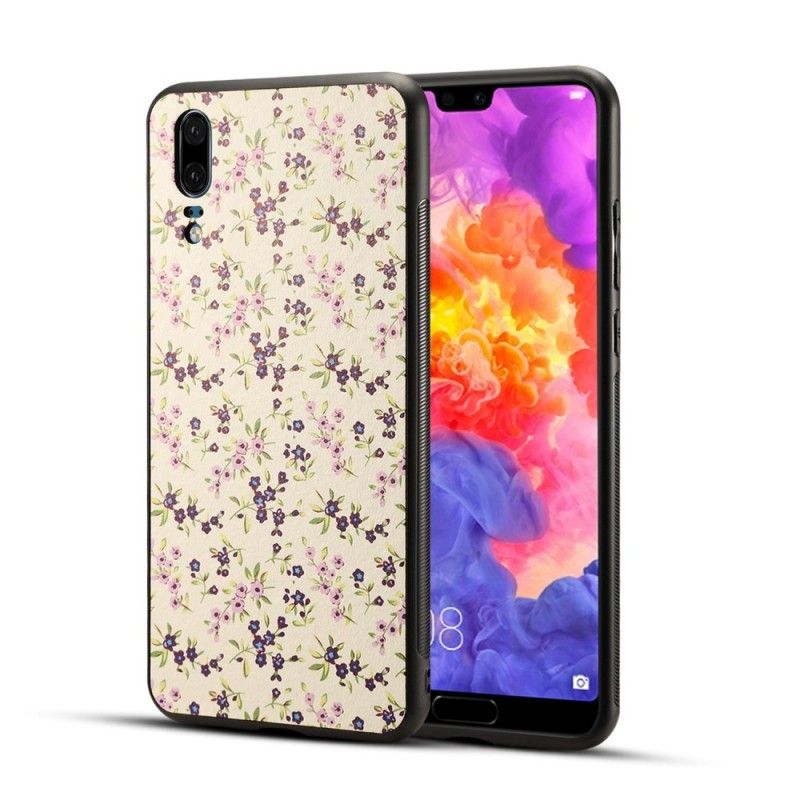 Skal Huawei P20 Magenta Mobilskal Liberty Blommor I Konstläder