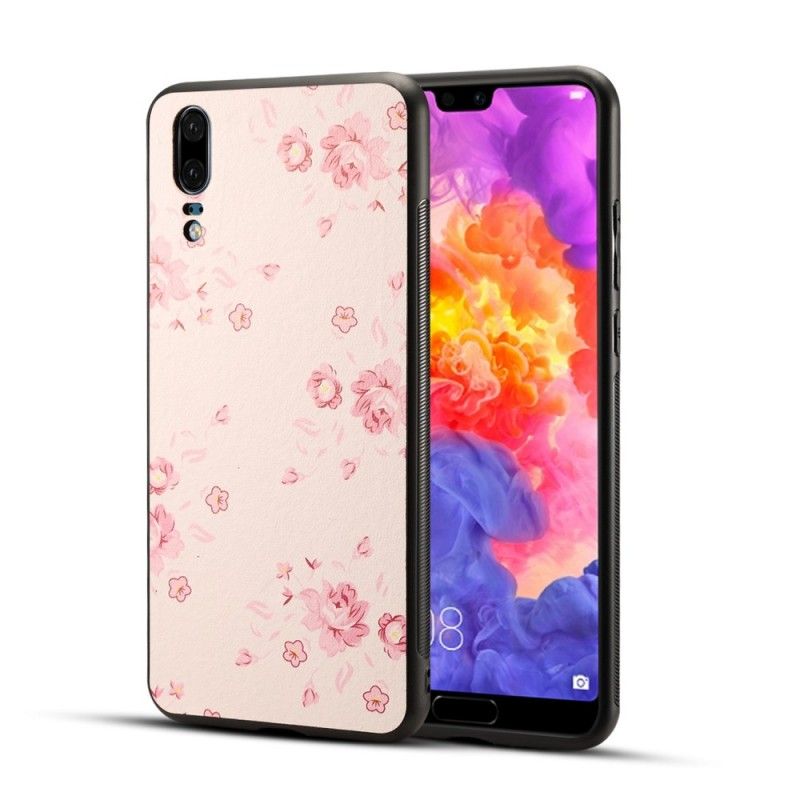 Skal Huawei P20 Magenta Mobilskal Liberty Blommor I Konstläder