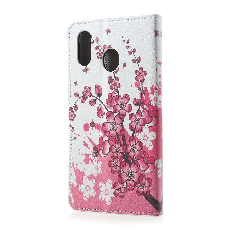 Fodral för Samsung Galaxy A30 Magenta Tropiska Blommor