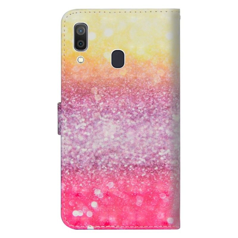 Läderfodral Samsung Galaxy A30 Mobilskal Magenta Glittergradient