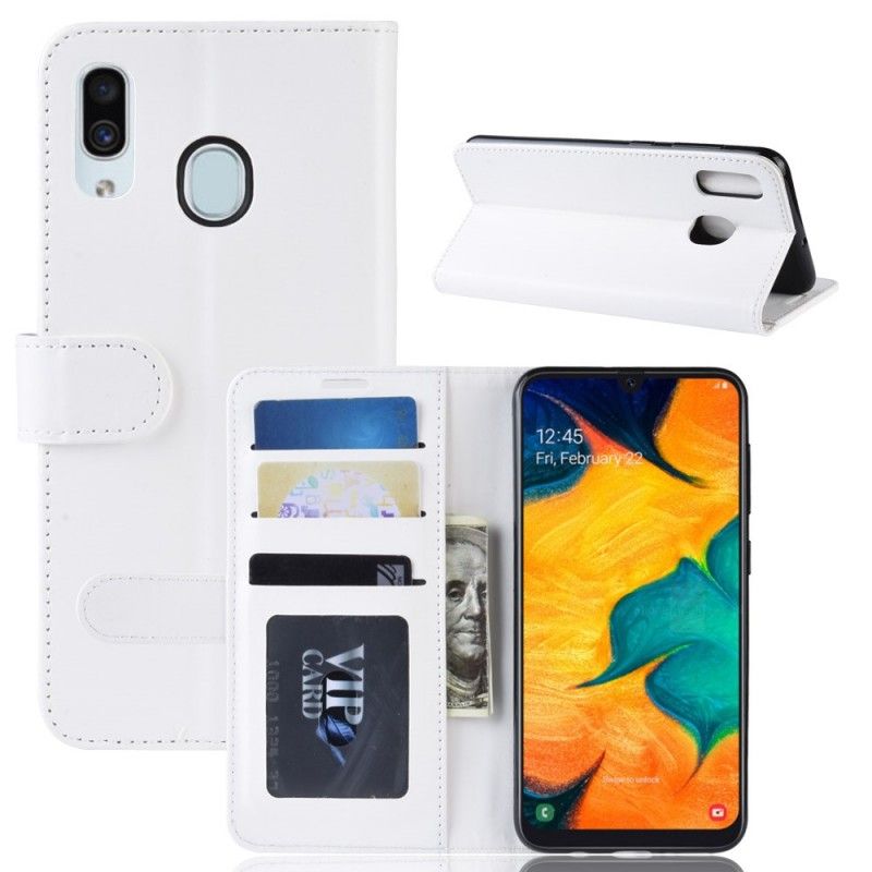 Läderfodral Samsung Galaxy A30 Svart Mobilskal Ultra Konstläder