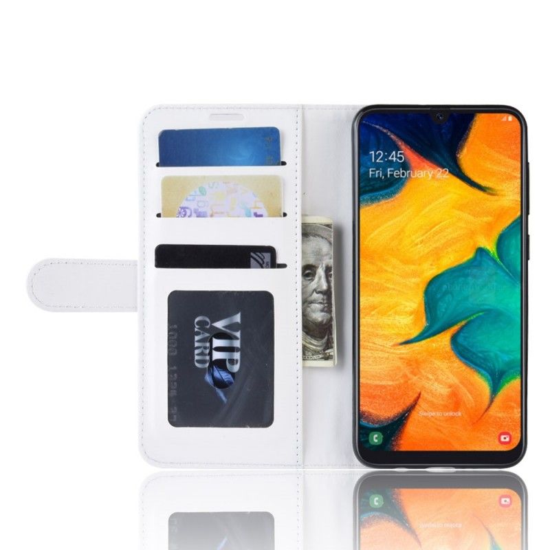 Läderfodral Samsung Galaxy A30 Svart Mobilskal Ultra Konstläder