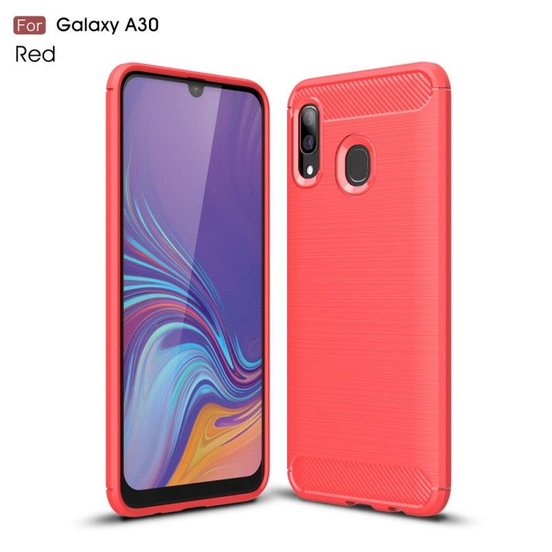 Skal för Samsung Galaxy A30 Svart Borstad Kolfiber