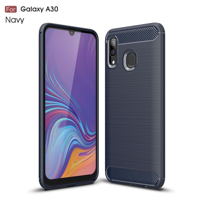 Skal för Samsung Galaxy A30 Svart Borstad Kolfiber