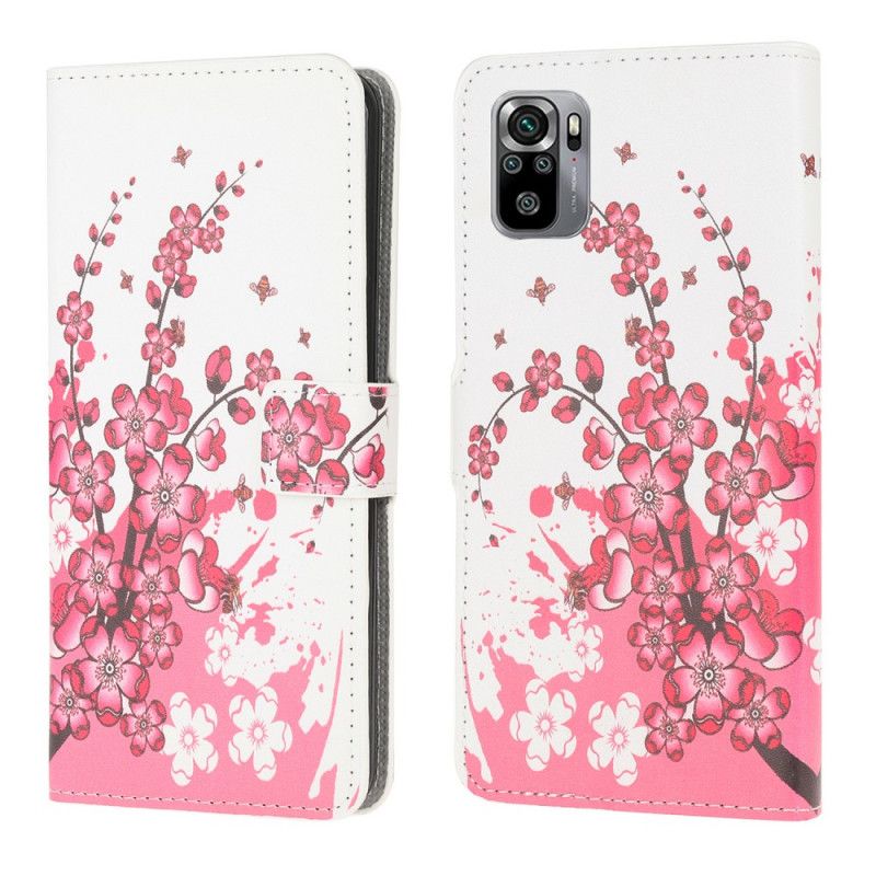 Fodral Xiaomi Redmi Note 10 / Note 10S Magenta Tropiska Blommor