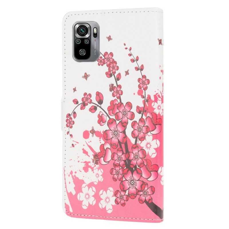 Fodral Xiaomi Redmi Note 10 / Note 10S Magenta Tropiska Blommor