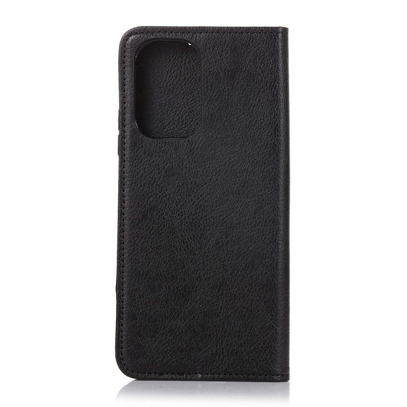 Folio-fodral Xiaomi Redmi Note 10 / Note 10S Svart Lychee Split Läder