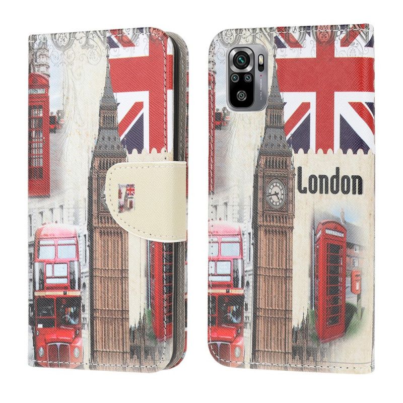 Läderfodral Xiaomi Redmi Note 10 / Note 10S Mobilskal London Liv