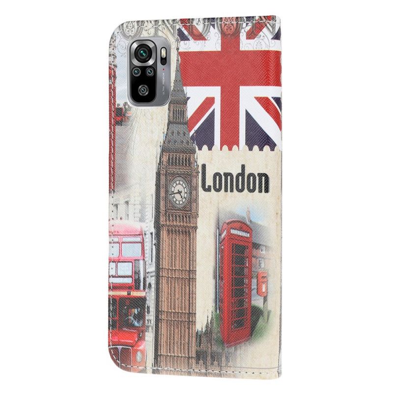 Läderfodral Xiaomi Redmi Note 10 / Note 10S Mobilskal London Liv