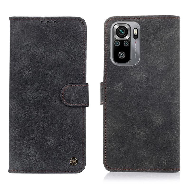 Skyddsfodral Xiaomi Redmi Note 10 / Note 10S Svart Nitt Vintage Läderstil