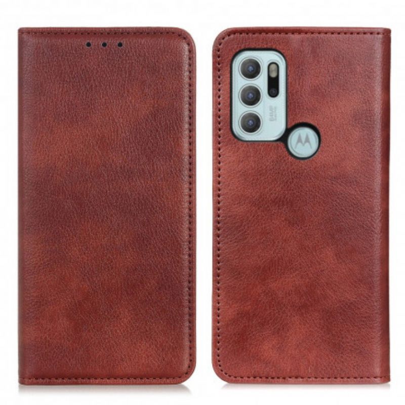 Folio-fodral Moto G60s Elegance Split Litchi Läder