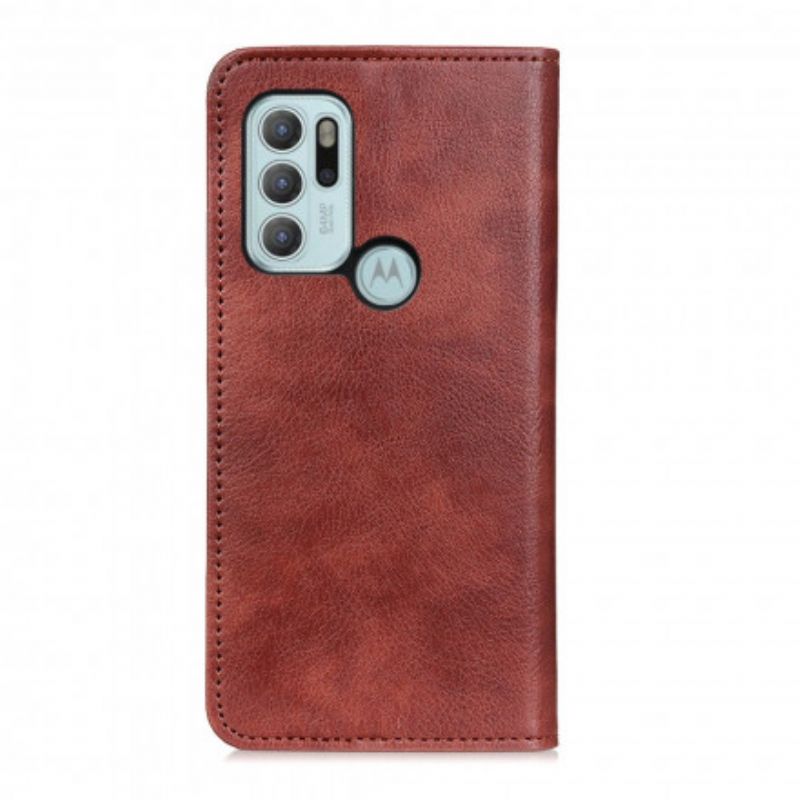 Folio-fodral Moto G60s Elegance Split Litchi Läder