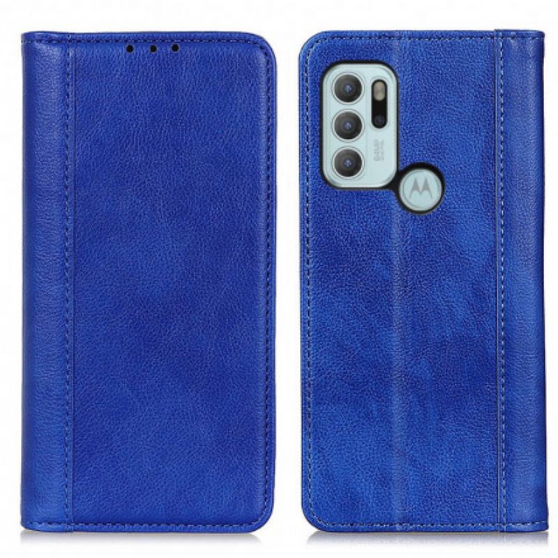 Folio-fodral Moto G60s Litchi Split Läderversion