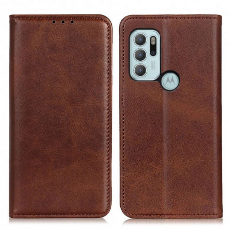 Folio-fodral Moto G60s Matt Split Läder