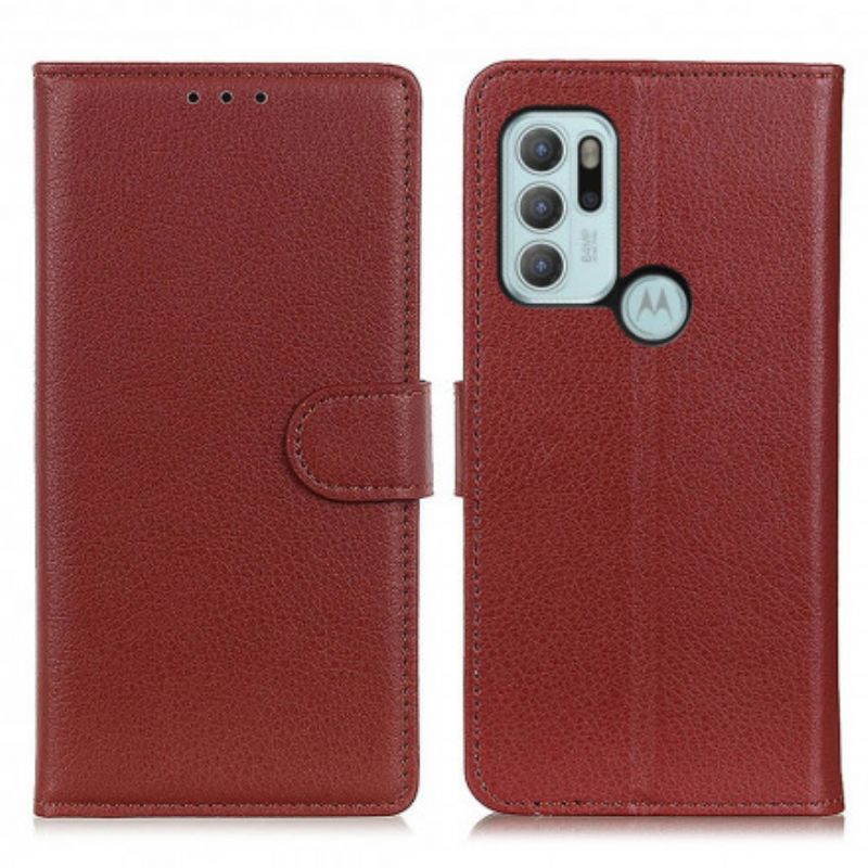 Läderfodral Moto G60s Telefonfodral Traditionellt Litchi Konstläder