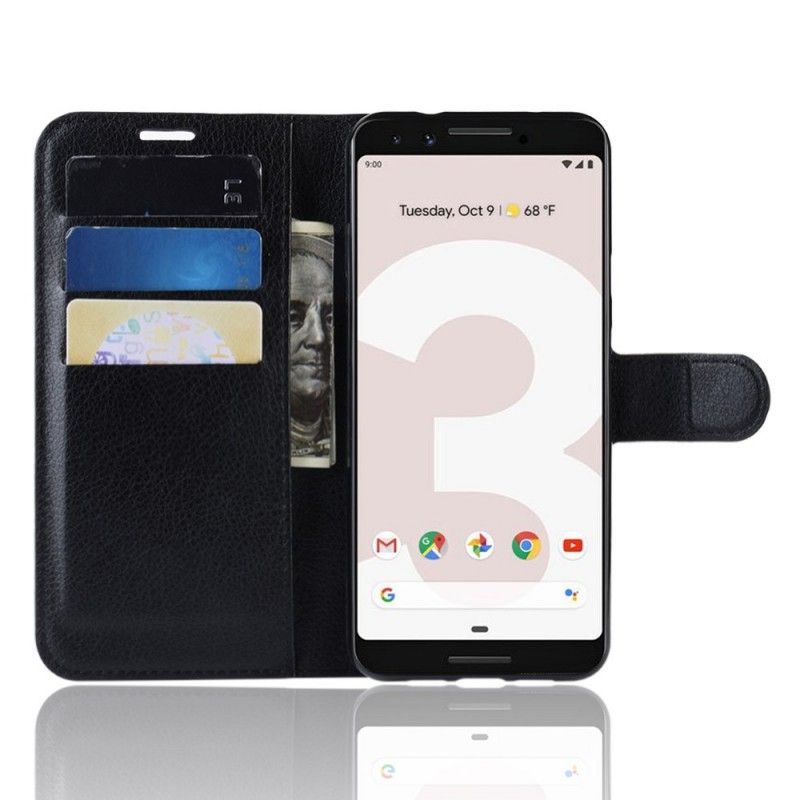 Läderfodral Google Pixel 3A Svart Mobilskal Klassisk