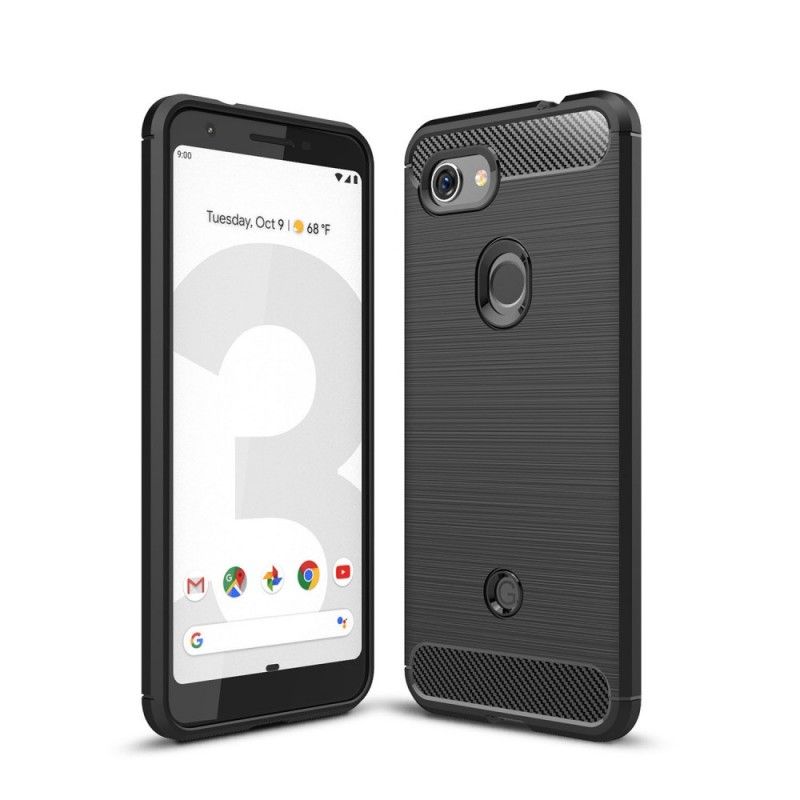 Skal för Google Pixel 3A Svart Borstad Kolfiber